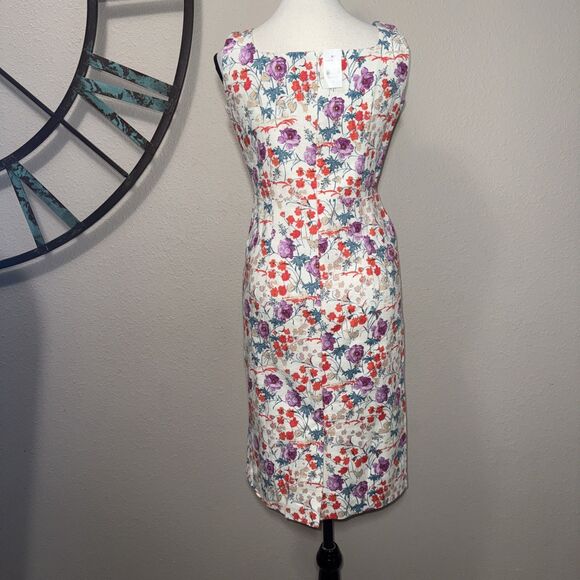Ann Taylor Dress 2 NWT Floral Sleeveless Lined Sheath Career Wedding Guest - Picture 4 of 7